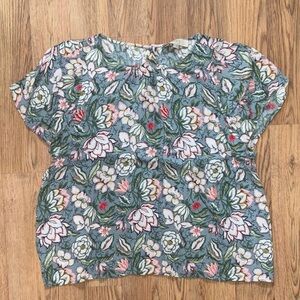 LOFT Floral Patterned Blouse in Green and Pink